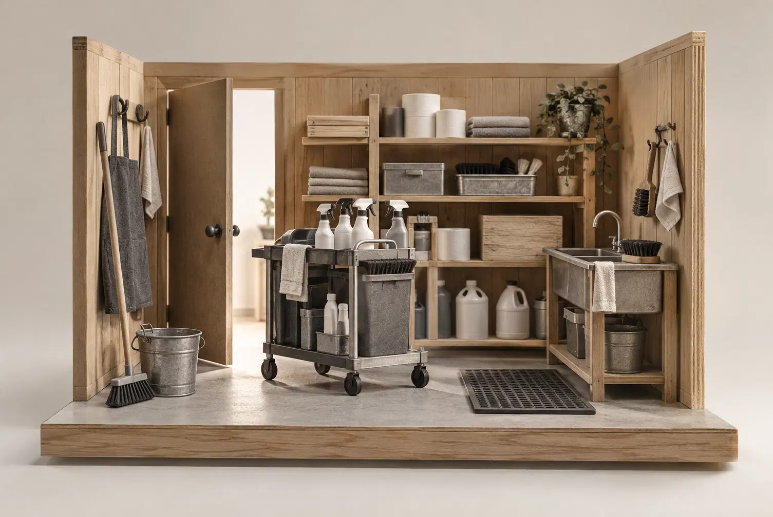 Illustration of cleaning businesses and their working space