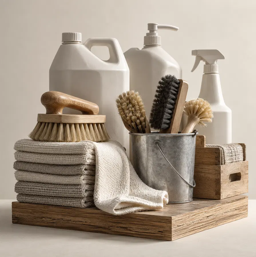 Illustration of cleaning businesses equipment and workspace